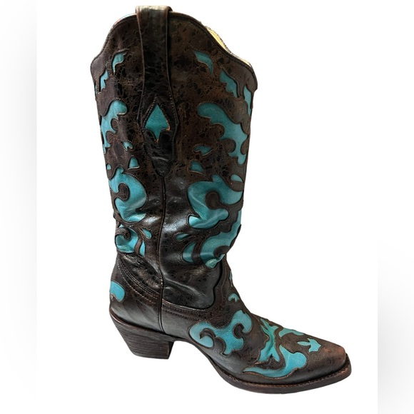 Corral Vintage Cowboy Boots for women Teal 
Size 8.5
Genuine Leather - Picture 5 of 12